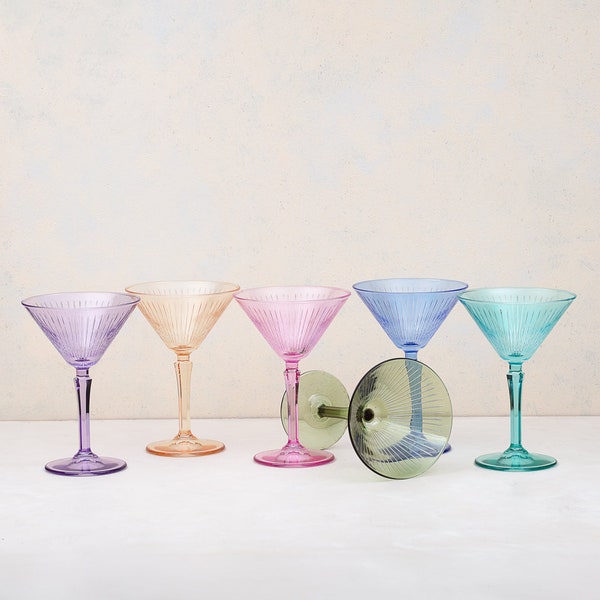 Gekleurde cocktailglazen, Martiniglas, gekleurd glaswerk, Margarita-bril, Coupe-bril, Vintage Martini, Bruidsmeisjebril