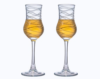 Elegant Crystal Cut Grappa Glasses, Perfect for Sophisticated Evenings & Toasts