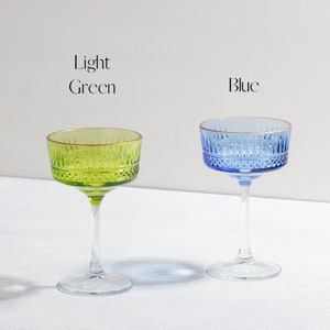 Vintage Colored Crystal Champagne Glass, Unique Margarita Glasses, Bohemian Martini Glass, Fine Cocktail Glass Set, Coupe Glass Set image 7