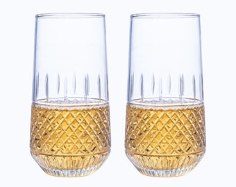 Elegant Crystal Cut Highball Glasses for Cocktails and Spirits - Perfect for Entertaining and Home Bar