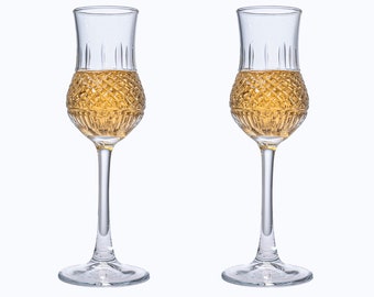 Ensemble de verres à grappa en cristal taillé - Design élégant d'inspiration italienne, parfait pour les spiritueux et les liqueurs, améliorez votre expérience de dégustation