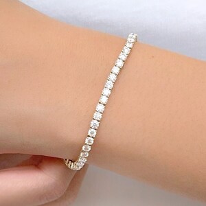Lab Grown Diamond Tennis Bracelet for Women, Solid Gold Wedding Bracelets for Brides, Moissanite Women Bracelet, Tennis bracelet for women