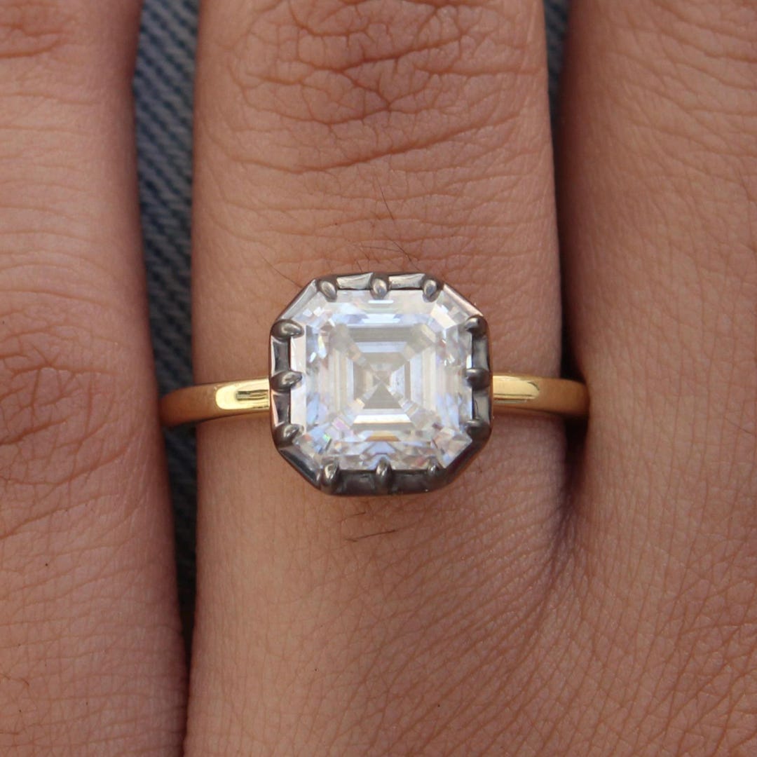 Georgian Cut Down Button Back Lab Grown Diamond Engagement Ring ...