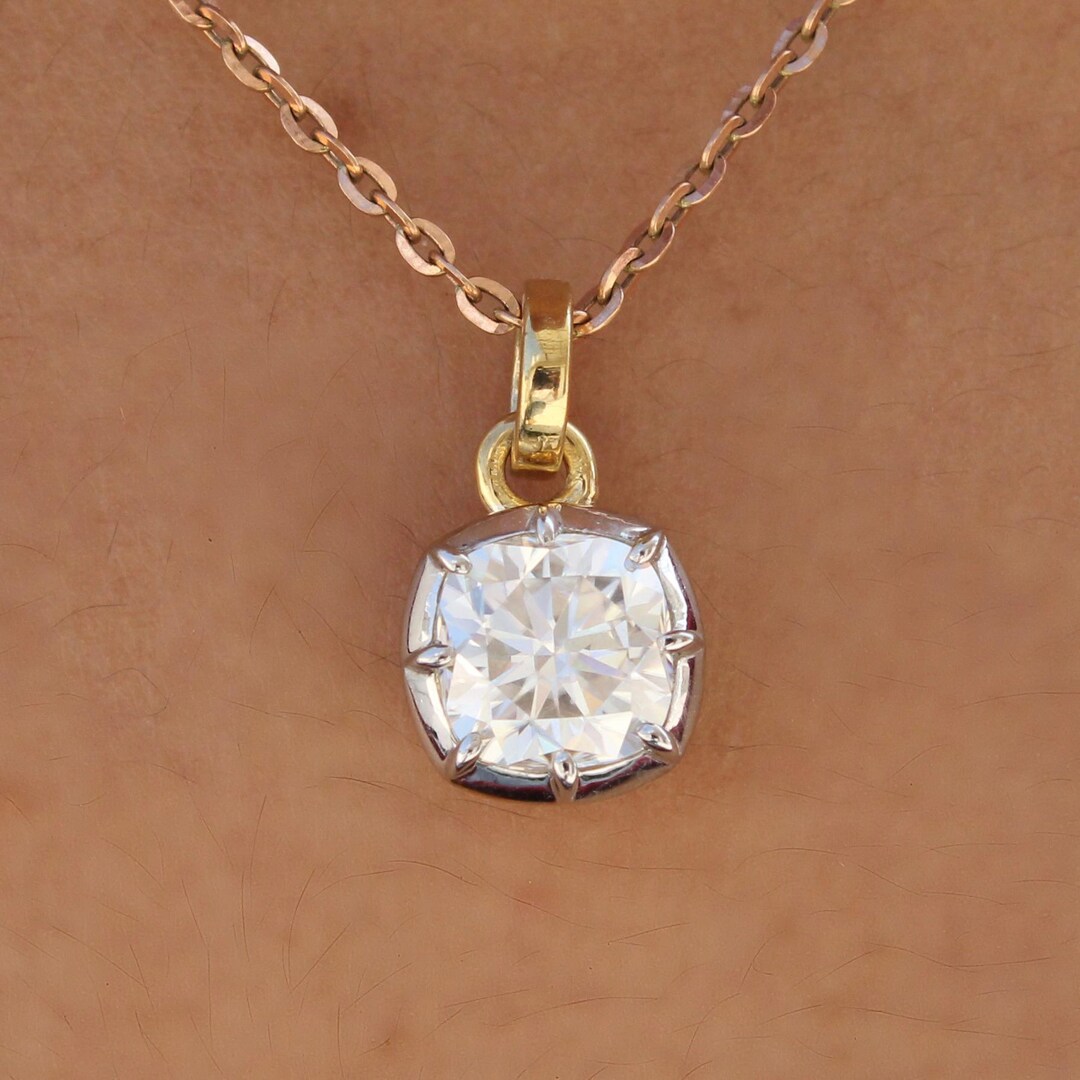 Georgian Style Cut Down Button Back Diamond Pendant, IGI Lab Grown ...