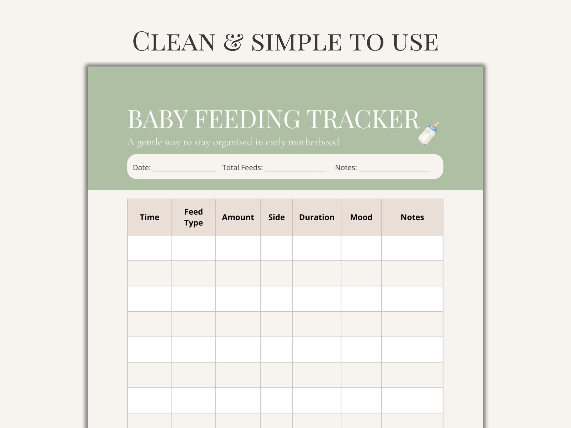 Baby Feeding Tracker Printable | Newborn Log PDF | Breastfeeding ...