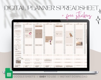 Digital Planner Spreadsheet Google Sheets, Daily To Do List, Daily Schedule, Productivity Planner, Task Planner Spreadsheet, Annual Planner