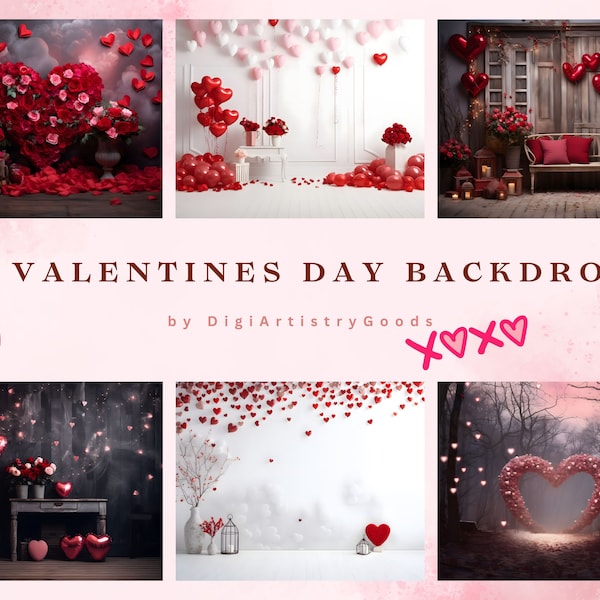 40 Valentines Day Digital Backdrop Bundle, Valentines Day Printable, Valentines PNG, Valentines Day Backgrounds, Instant Download