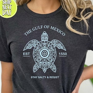 Chemise Golfe du Mexique, Chemise anti-atout, Restez salé et résistez, Chemise démocrate, Chemises tortue, T-shirt Golfo de México, Restez salé -TC029