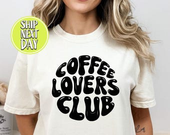 Kaffee-Liebhaber-Verein-T-Shirt, Sommer-Kaffee-Liebhaber-T-Stück, lustiges Koffein-T-Stück, Retro Kaffee-Geschenk-T-Shirt - TC126