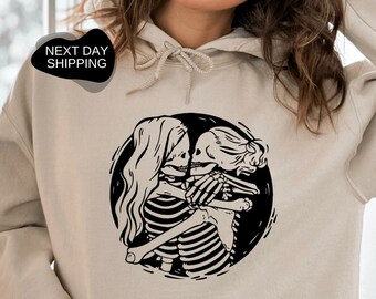 Skeleton Lesbian Couple Hoodie, Lesbian Gift, LGBTQ Support Hoodie, Pride Month Gift, Queer Love Apparel, LGBTQ Pride Month Hoodie - RM022