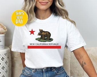 Cute Bear New California Republic T-Shirt, New California Republic T-Shirt, Bear Flag Tees, Retro California Tee, Animal T-Shirt  -FA032