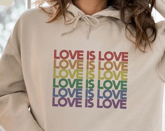Love is Love Hoodie, Hoodie for Pride Month, Pride Month Gift, Gift for Her, Gift for Him, Lesbian Hoodie, Gay Hoodie, LGBTQ+ Hoodie - RM014