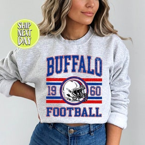 Buffalo voetbalsweater voor uniseks, vintage Buffalo trui en hoodie, Buffalo retro cadeau, Buffalo cadeau voor haar, voetbal ronde hals-S030