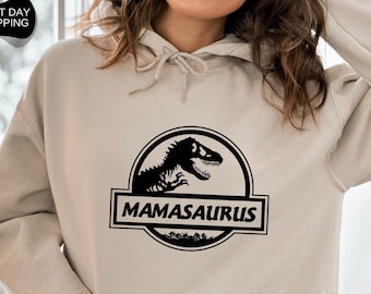 Dinosaur Hoodie, Hoodie for Family, Mamasaurus Hoodie, Dadasaurus Hoodie, Gift for Mother, Gift for Dad, Mothers Day Hoodie - FF005