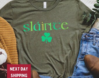 Jolie chemise Slainte, chemise irlandaise pour femme, chemise tendance de la Saint-Patrick, sweat-shirt Saint-Patrick, sweat-shirt porte-bonheur, sweat à capuche Slainte - SPD003