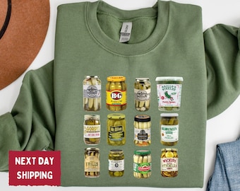 Vintage Canned Pickles Sweatshirt, Canning Season Sweatshirt, Pickle Lovers Sweater, Homemade Pickles Sweater, Pickle Jar Sweatshirt - FS009