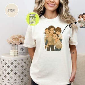Ghible Style Custom Photo Tshirt, Custom Family Portrait T Shirt, Personalized Anime Art Tee, Gift For Sister, Custom Family Drawing - TC037