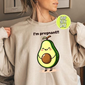 Leuke cartoon zwangere avocadotrui, Babycado-trui, shirt Vegetarische mama, Mamacado-hoodie, sweater zwangerschapsaankondiging - FS038