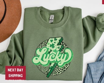 Cute Retro Lucky Sweatshirt, Retro St Patricks Day Sweatshirt, Lucky Shirt, St Patricks Day Shirt, St Pattys Shirt, Lucky Tee - SPD005
