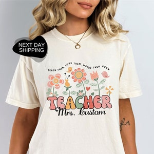 Wildflower Teacher Shirt, Teacher Name Shirt, Custom Teacher Shirt, Personalized Teacher Shirt, Gift for Teacher, Cute Teacher Shirt- CST024