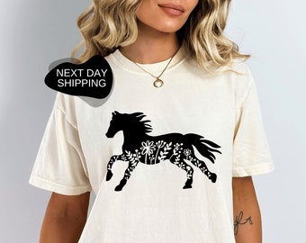 Floral Horse, Horse Shirt, Horse Lover Shirt, Floral Horse Shirt, Floral Shirt, Pet Lover Shirt, Animal Lover Shirt, Horse Lover Tee - FA024