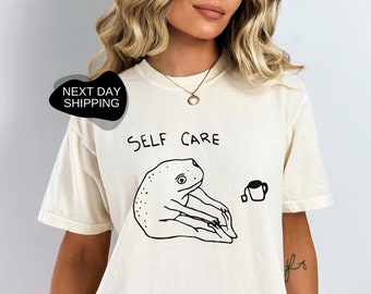 Funny Shirt, Funny Gift, Funny Frog Shirt, Self Care Shirt, Funny Frog Self Care Retro Shirt, Funny Tee, Gift for Her, Positive Tee - FS016
