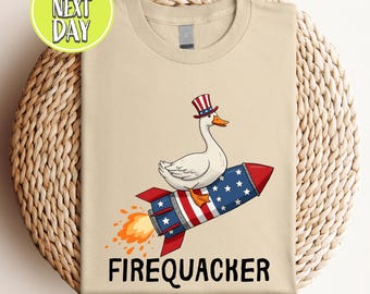 Drôle patriotique oie quatuor de pompier rétro 4 juillet drapeau des Etats-Unis tshirt, chemise quatuor de pompier, t-shirt rétro patriotique, chemise USA, chemise d'oie - JUL066