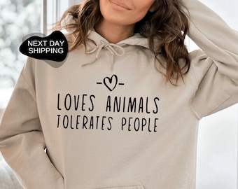 Love Animals Tolerates People Sweatshirt, Animal Lover Sweatshirt, Love Animals Sweatshirt, Cat Lover Gift, Dog Lover Gift, Love Cat - FA027