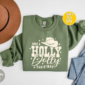 Sweat vintage Santa Dolly : avoir un pull de Noël Holly Dolly, chemises pour femmes occidentales, chemise de Noël rétro - C51