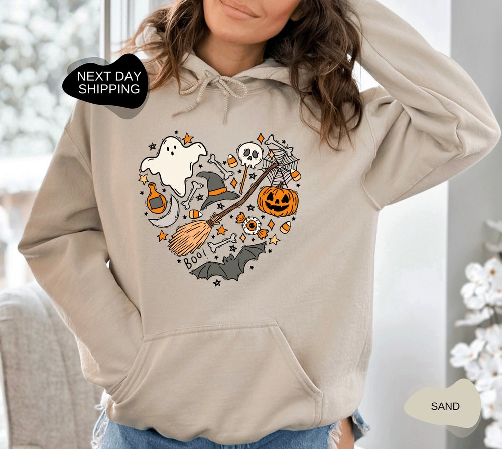 Halloween Hoodie, Halloween Gifts, Halloween Hoodie, Halloween Doodles Hearth Hoodie, Halloween Lover Gift, Halloween Gifts, Fall - H025 New Hoodie