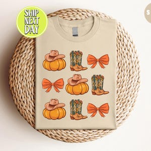 Howdy Pumpkin Western Coquette Bow Fall T-Shirt, Howdy Pumpkin T Shirt, Western Fall Shirt, Fall Coquette Bow Tshirt, Fall Vibes, Fall-HF083