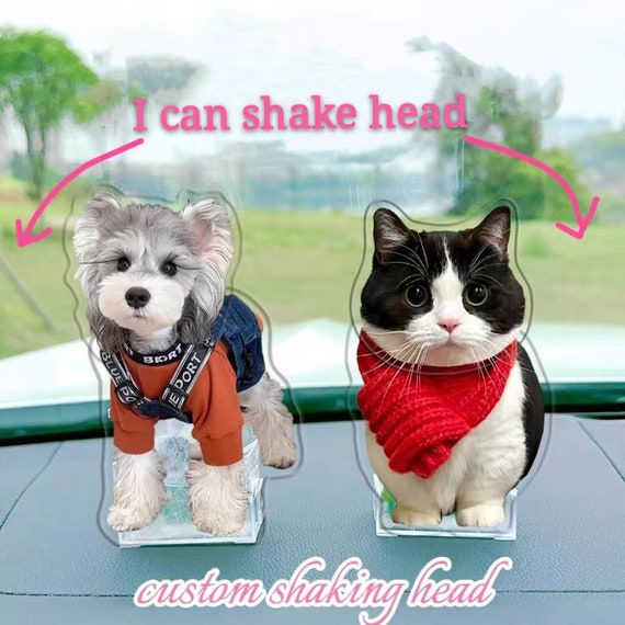 Custom Pet Memorial Photo Frame,funny Cat/dog Shaking Head,acrylic