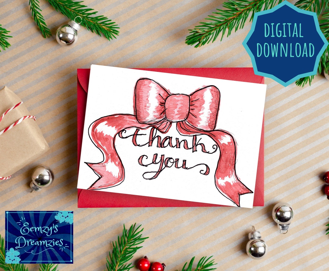 Printable Christmas Thank You Card, Thank You Card, Christmas Card