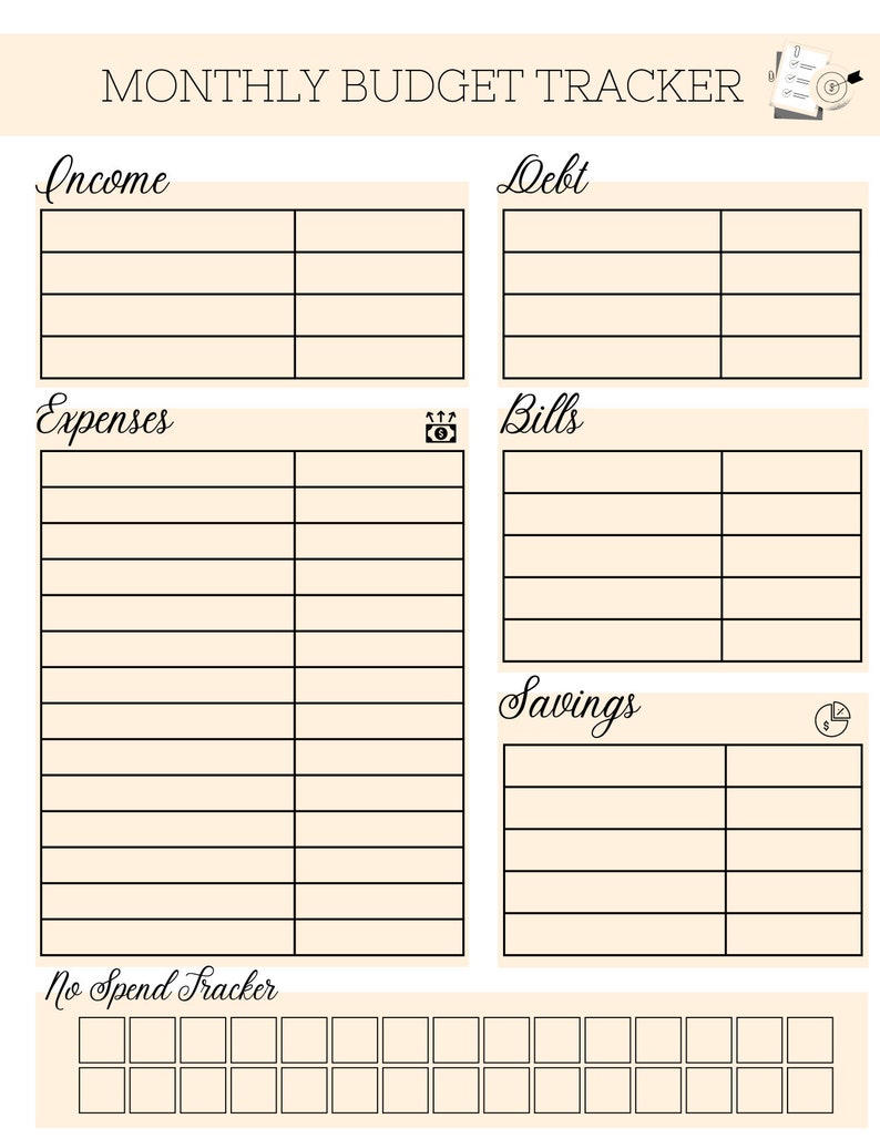 Monthly Budget Tracker for Weekly Income, Personal Budget Tracker ...