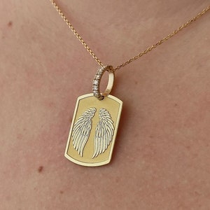 14Κ Moissanite Angel Wings Pendant, Gold Wings Necklace, Personalized Angel Wing Jewelry, Women Gold Wings Necklace, Angel Wing Charm