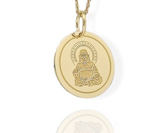 Collar con colgante de Buda en oro macizo de 9 quilates: joyería budista personalizada