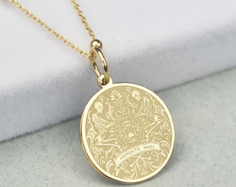 14K Gold Memento Mori Necklace: Personalized Amor Fati Pendant