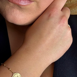 14K Solid Gold Scales Of Justice Bracelet, Lawyer Bracelet, Justice Disc Charm, Justice Jewelry, Libra Scale Bracelet, Law Graduate Gift