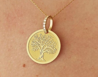 14Κ Moissanite Tree Of Life Necklace, Gold Tree Pendant, Personalized Tree of Life Jewelry, Dainty Tree Charm, Life Tree Necklace