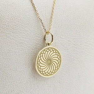 9K Solid Gold Mandala Pendant, Layering Yoga Necklace, Personalized Mandala Charm, Bohemian Pendant, Mandala Round Jewelry, Gift For Her