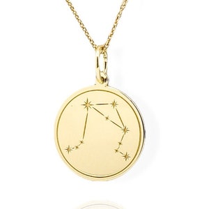 9K Solid Gold Libra Horoscope Star Sign Pendant, Astrology Necklace, Gold Zodiac Sign Jewelry, Libra Charm, Celestial Constellation Necklace
