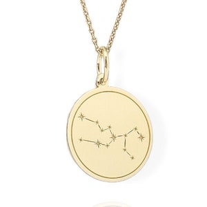 9K Taurus Sternzeichen Halskette, Horoskop Sternzeichen Anhänger, Astrologie Schmuck, himmlische Konstellation Charme, Stier Anhänger
