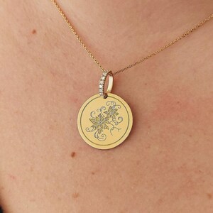 14Κ Moissanite Poinsettia Flower Necklace, Solid Gold Birth Flower Pendant, Personalized Poinsettia Charm, December Flower Necklace