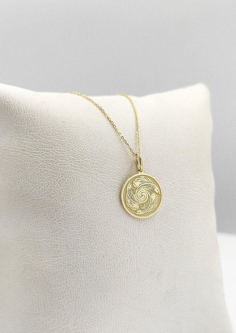 14K Gold Celtic Salmon Necklace: Personalized Fish Pendant image 2