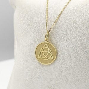 14K Solid Gold Triquetra Necklace, Irish Knot Pendant, Personalized Celtic Knot Jewelry, Trinity Knot Charm, Celtic Triquetra Symbol Pendant