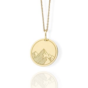 14K solid Gold Berg Halskette, Gold Bergkette Anhänger, personalisierte Berg Charme, Natur Schmuck, zierliche Abenteuer Halskette