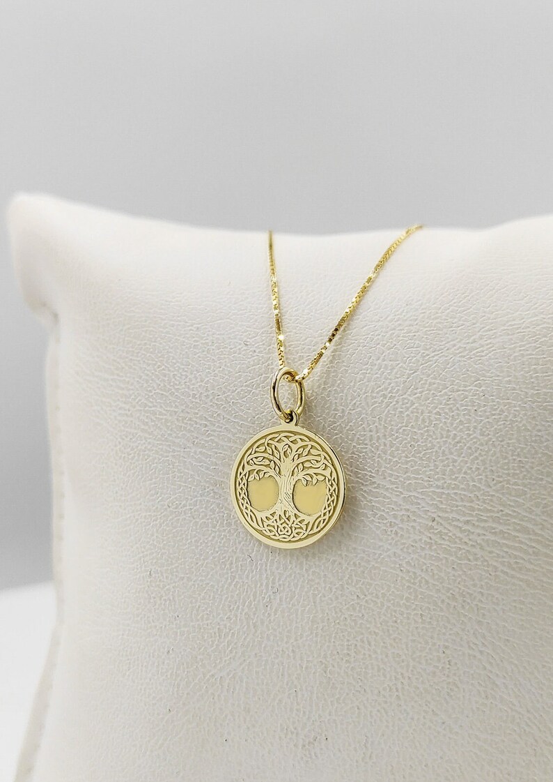 Viking Tree of Life Necklace, Yggdrasil Nordic Charm, 14K Solid Gold Viking Jewelry, Pagan