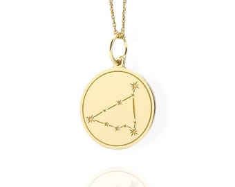 14K Gold Capricorn Constellation Pendant Necklace: Astrology Zodiac Charm