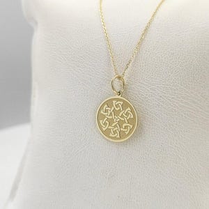 Collar de triqueta grabado, colgante de triqueta celta de oro macizo de 14 quilates, joyería wicca, dije de nudo de la trinidad, collar con símbolo celta