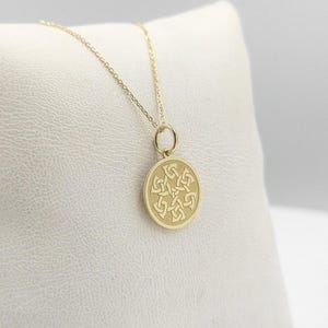Engraved Triquetra Necklace, Gold Plated Celtic Triquetra Symbol Pendant, Wiccan Jewelry, Trinity Knot Charm, Celtic Symbol Necklace